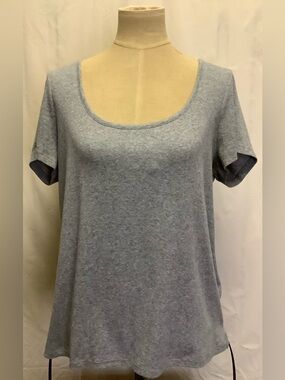 Old Navy Slim Fit Ribbed Shirt Top-Heather Gray-Scoop Neck-Cotton Blend-XL